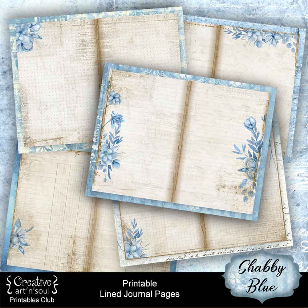 Shabby Blue Journal Pages