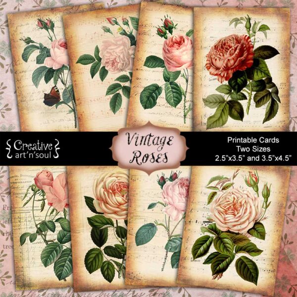 Vintage Roses Printable Cards