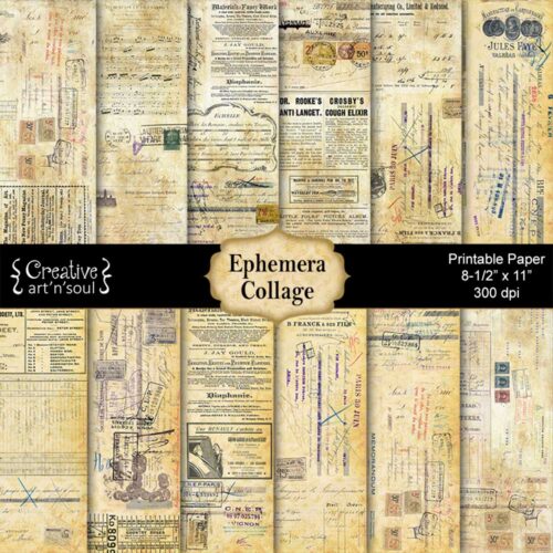 Ephemera Collage Printable Paper