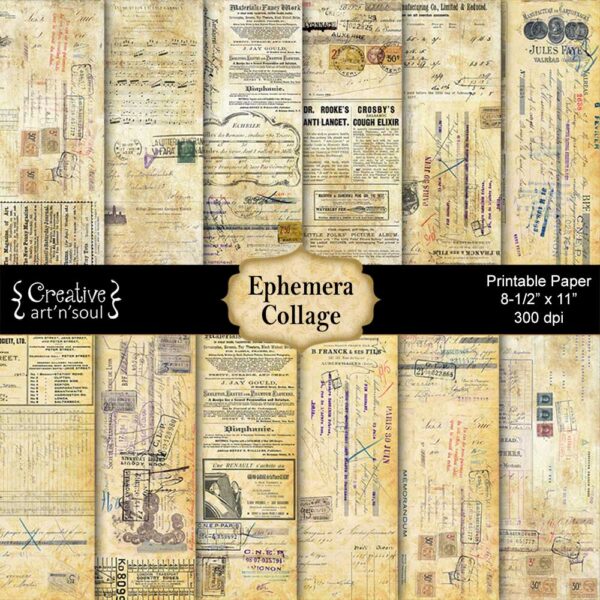 Ephemera Collage Printable Paper