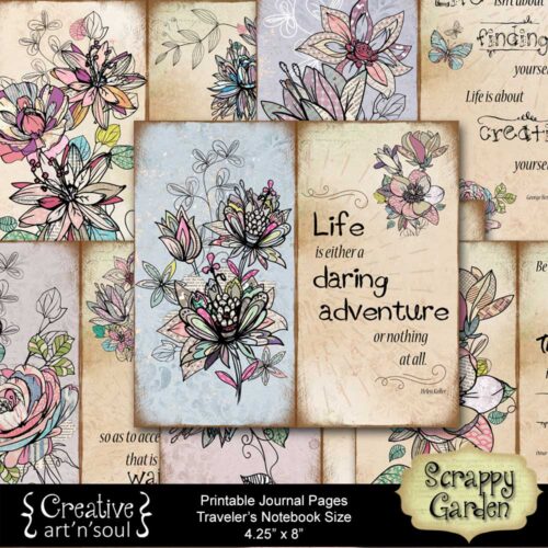 Scrappy Garden Traveler's Notebook Printable Quote Pages