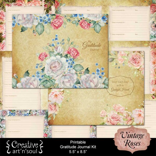 Vintage Roses Printable Gratitude Journal