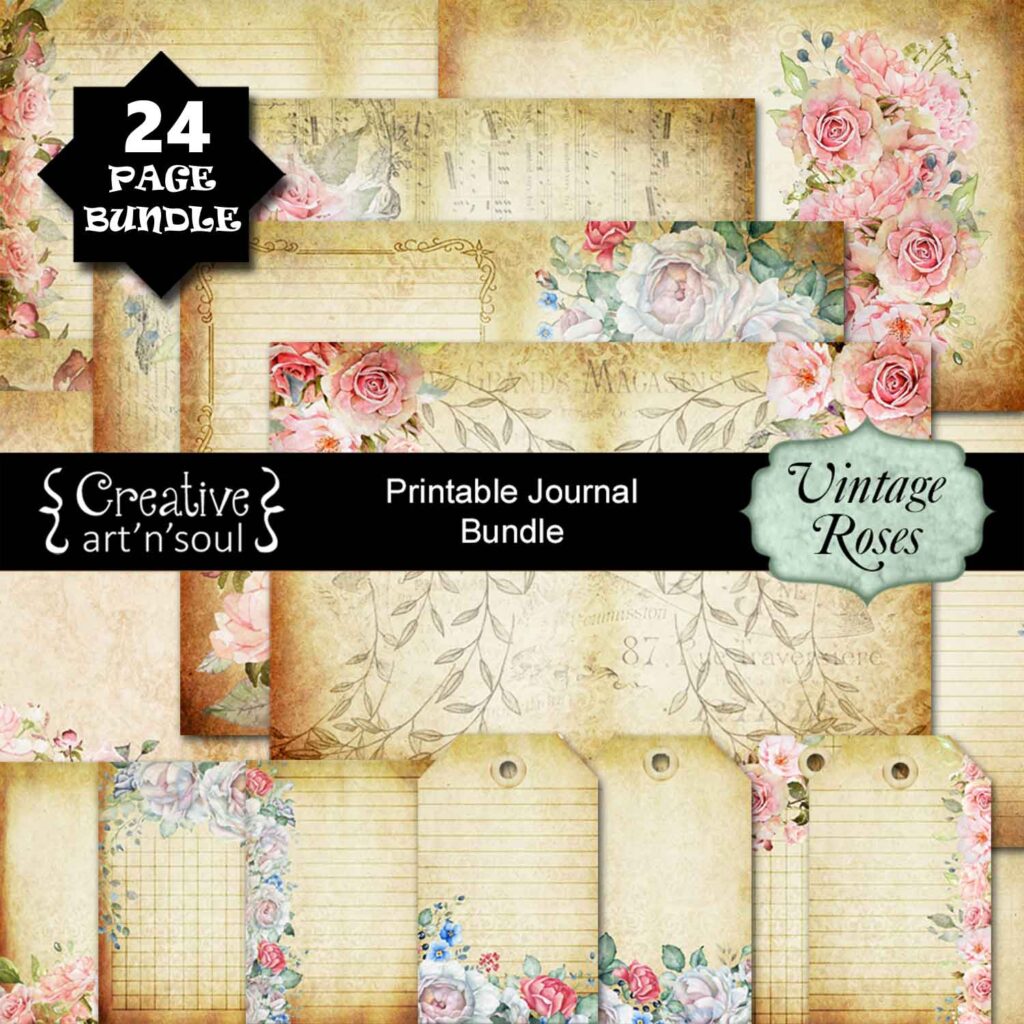 Vintage Roses Printable Junk Journal Bundle