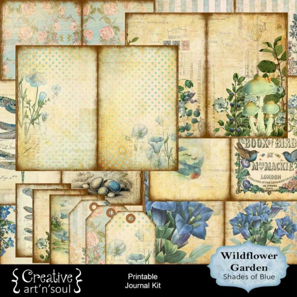 Wildflower Garden Printable Junk Journal: Shades of Blue