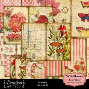 Wildflower Garden Printable Junk Journal: Shades of Red