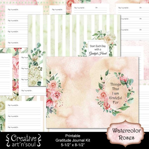 Watercolor Roses Printable Gratitude Journal