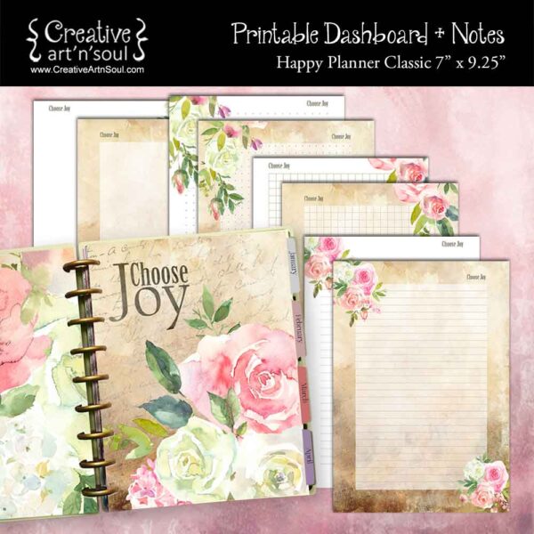 Choose Joy Happy Planner Classic Dashboard + Notes