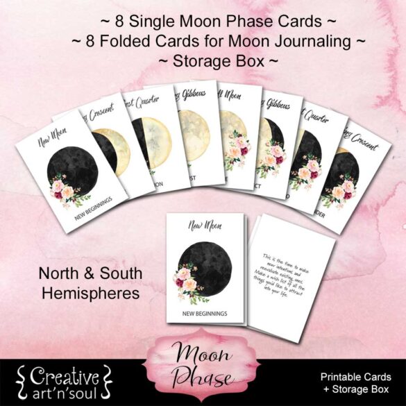 Moon Phase Printable Cards with Journaling Prompts