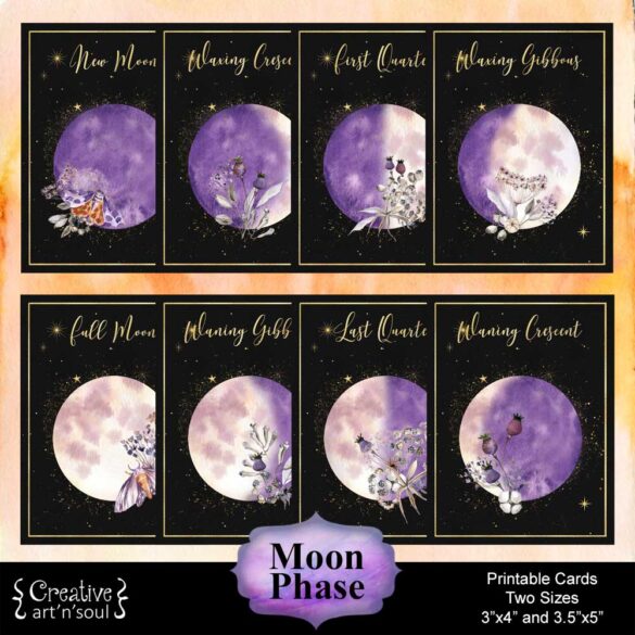 Moon Phase Printable Cards
