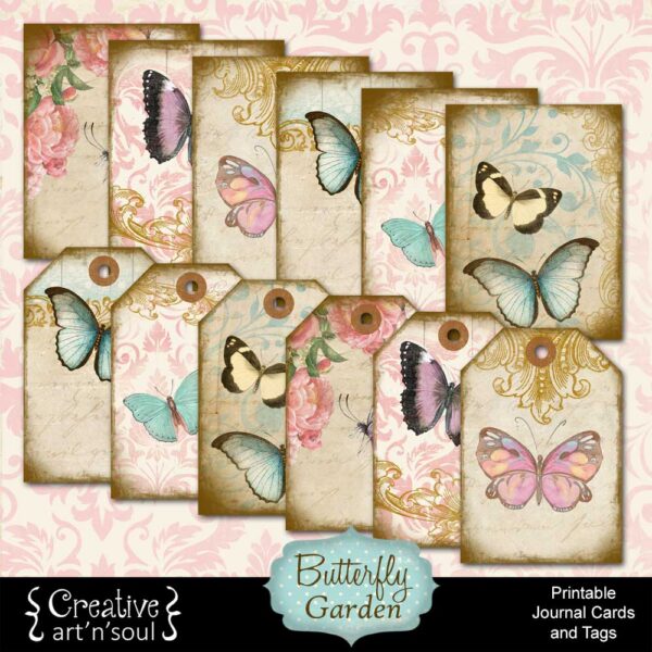 Butterfly Garden Printable Journal Cards and Tags