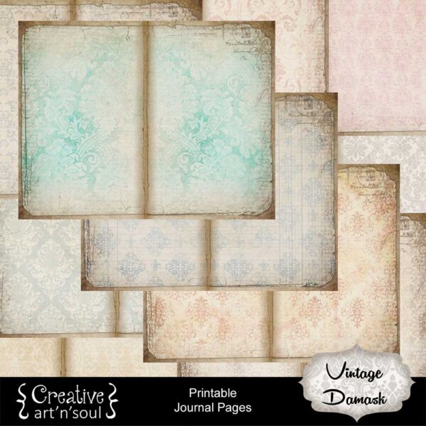 Vintage Damask Printable Journal Pages