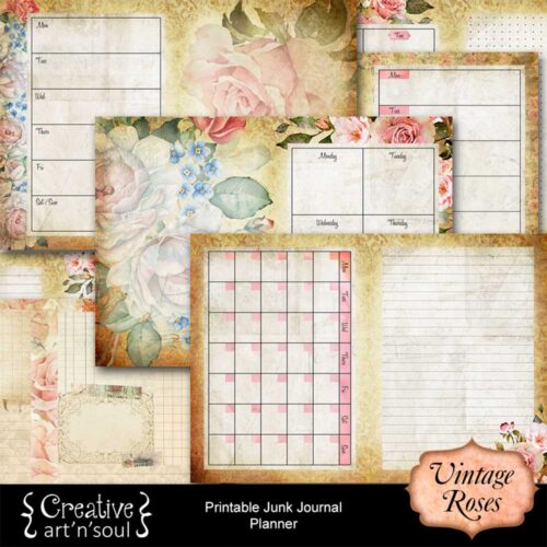 Vintage Roses Printable Junk Journal Planner