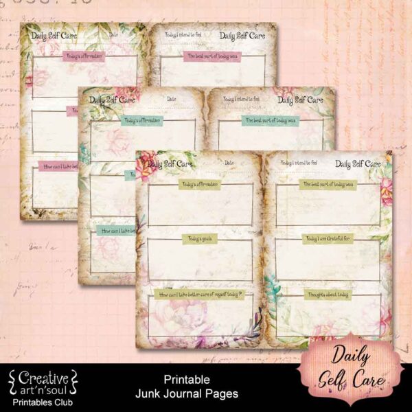 Daily Self Care Printable Journal Pages