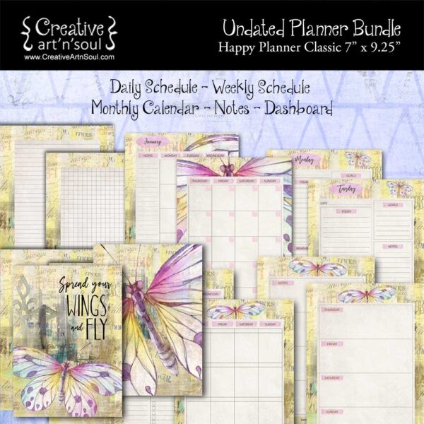 Printable Planner Bundle, Happy Planner Classic, Spread Your Wings