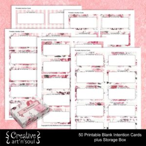 Blank Printable Intention Cards - Pink Floral - Creative ArtnSoul