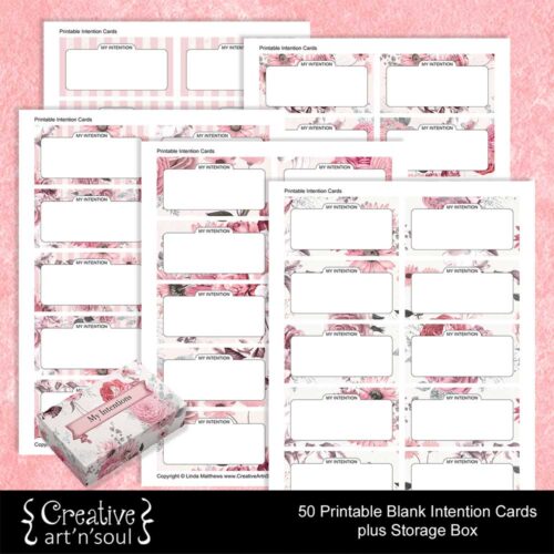 Printable Intention Cards - Pink Flowers