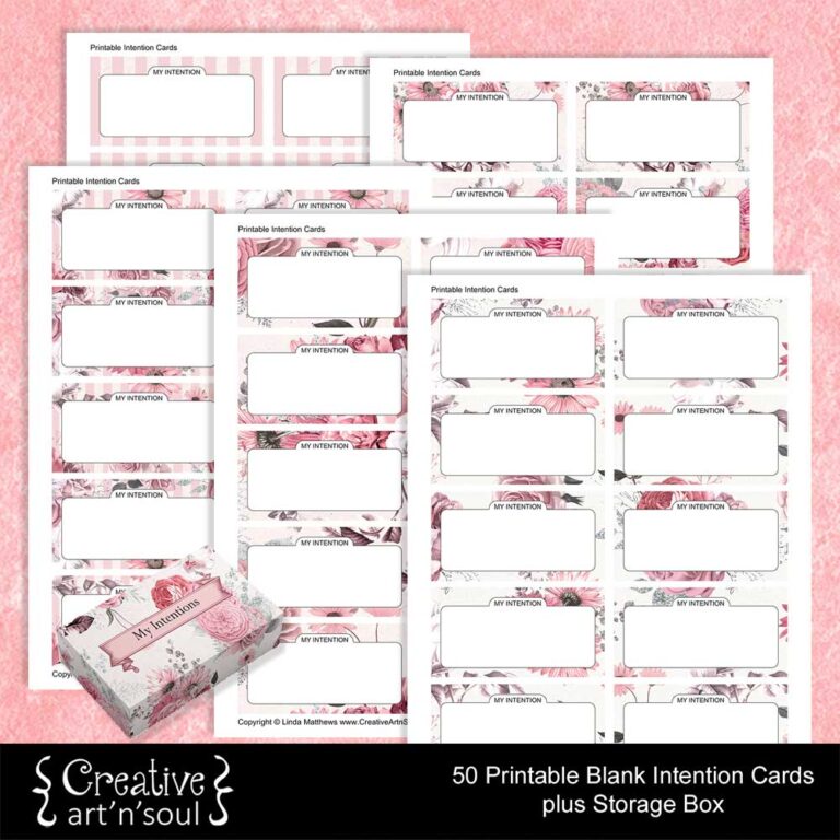 Blank Printable Intention Cards - Pink Floral - Creative ArtnSoul