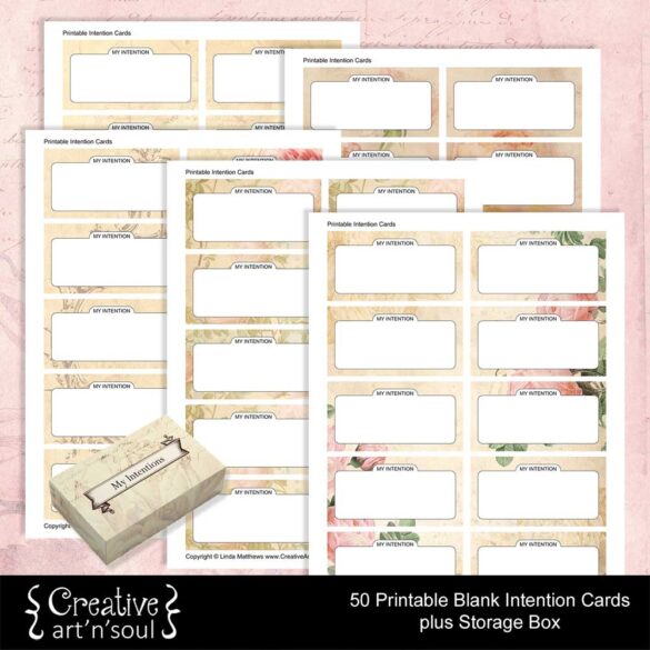 Blank Printable Intention Cards - Vintage Roses - Creative ArtnSoul