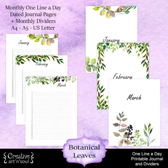 Printable One Line a Day Journal and Dividers