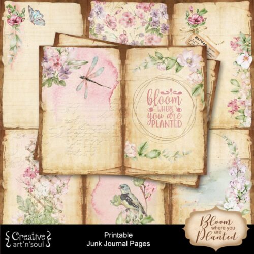 Printable Junk Journal Pages, Bloom Where You Are Planted - Creative ...