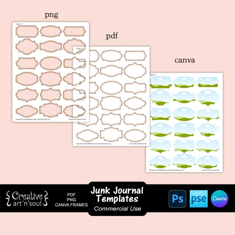 Junk Journal Templates, Labels - CreativeArtnSoul