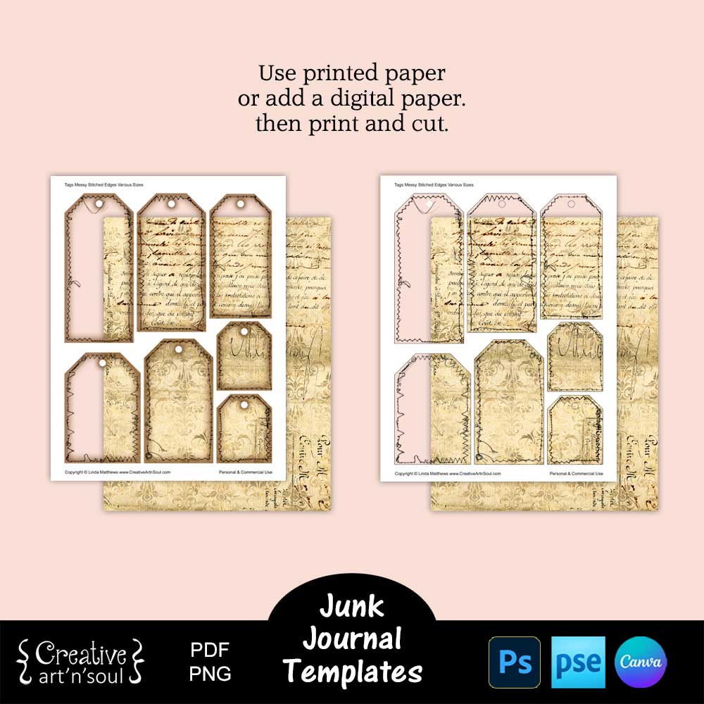 Printable Junk Journal Tag Templates