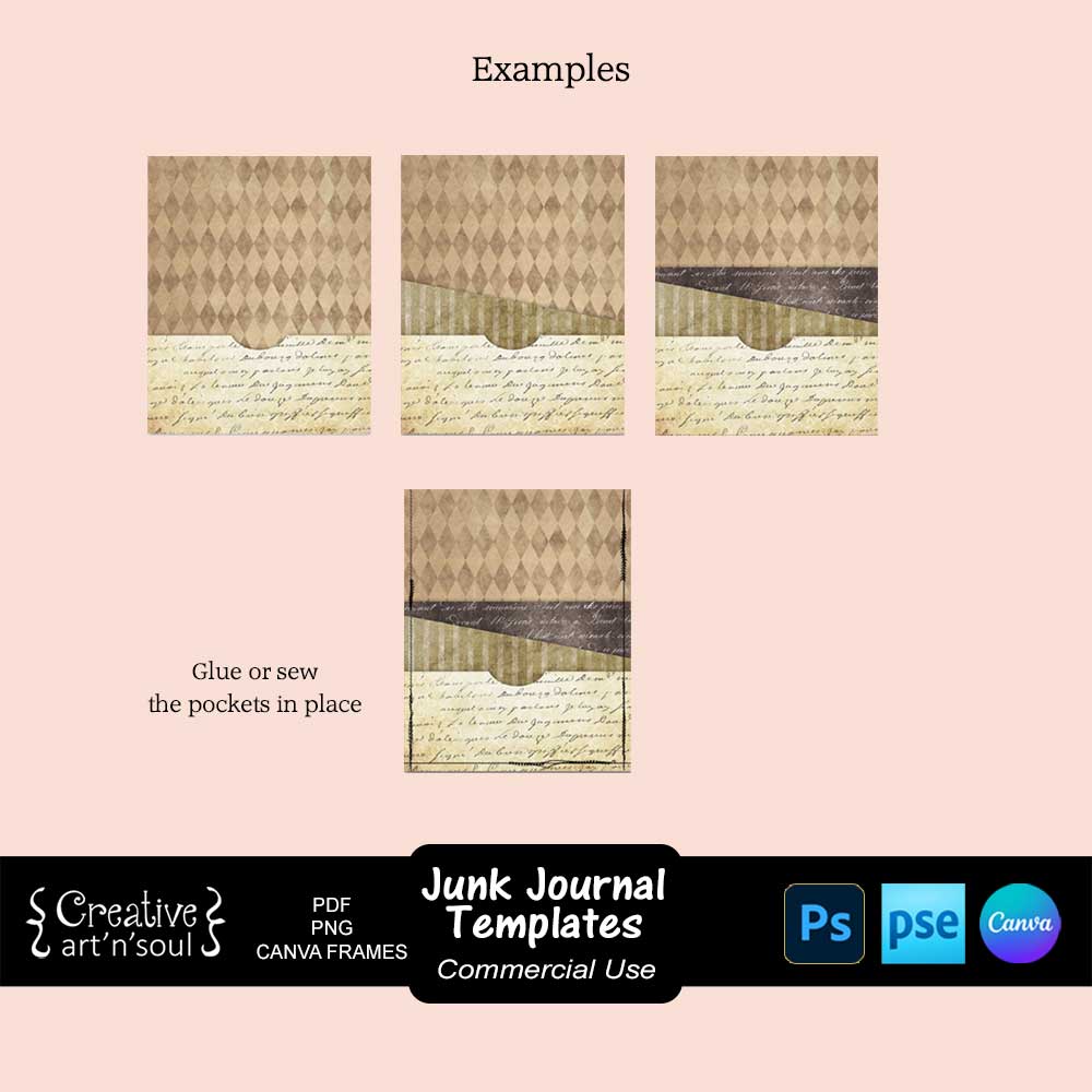 Printable Junk Journal Pocket Templates Printable Junk Journal Pocket Templates