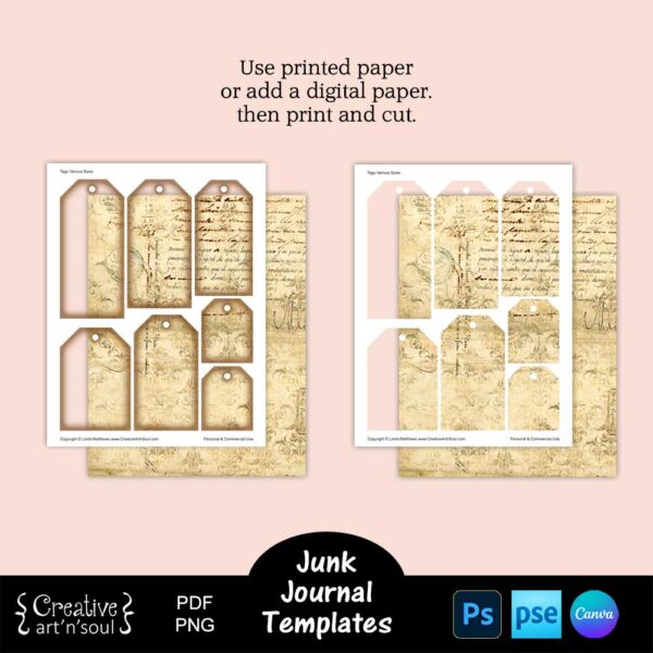 Printable Junk Journal Tag Templates