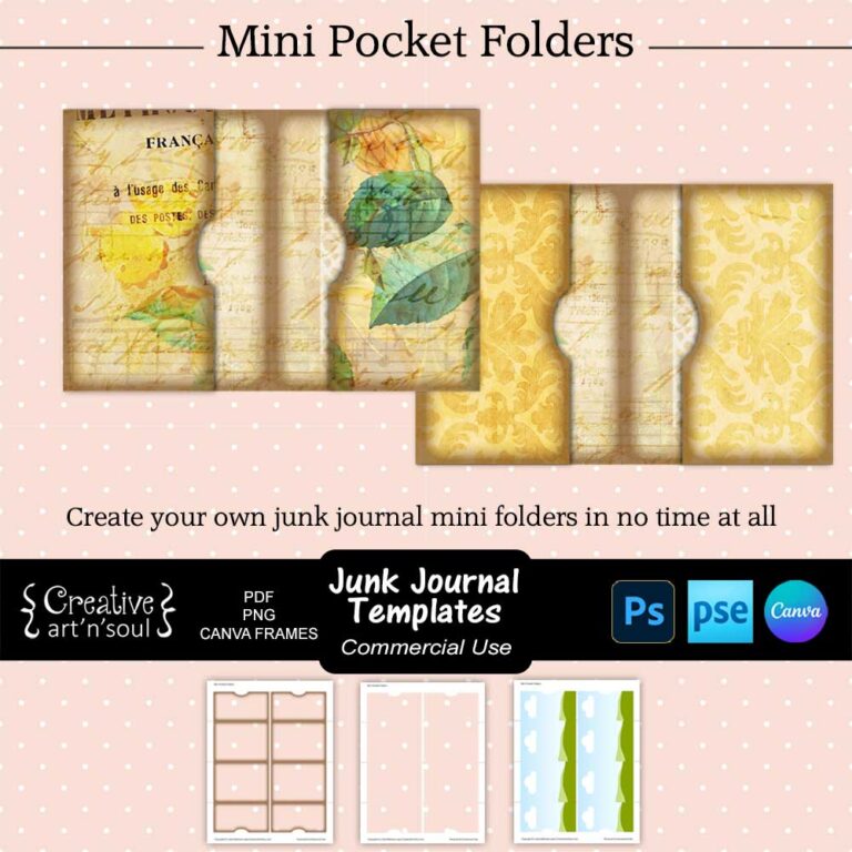 Mini Journal Back Printable Junk Journal Templates, Mini Pocket Folders - CreativeArtnSoul
