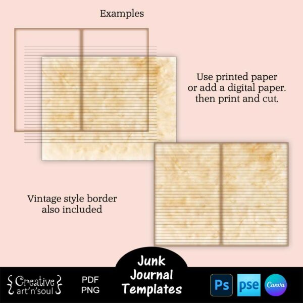 Junk Journal Page Templates Lines Dots Grd