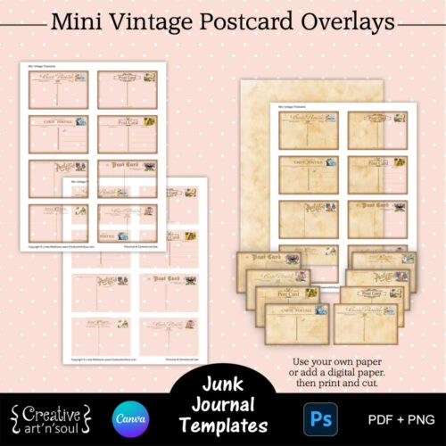 Printable Junk Journal Postcard Templates