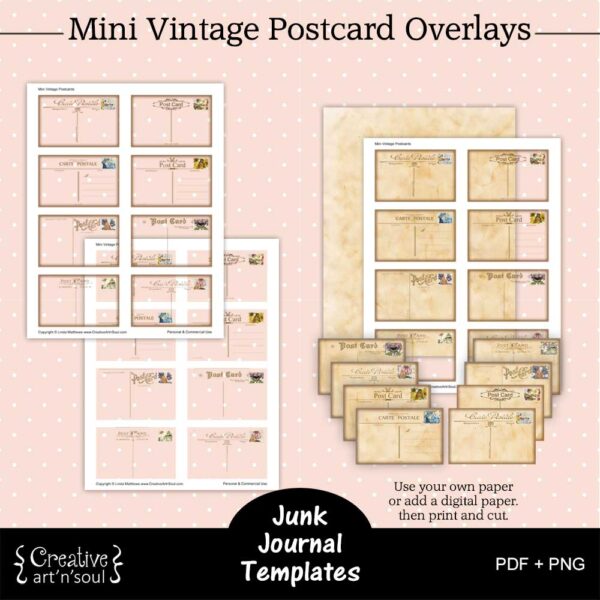 Printable Junk Journal Postcard Templates