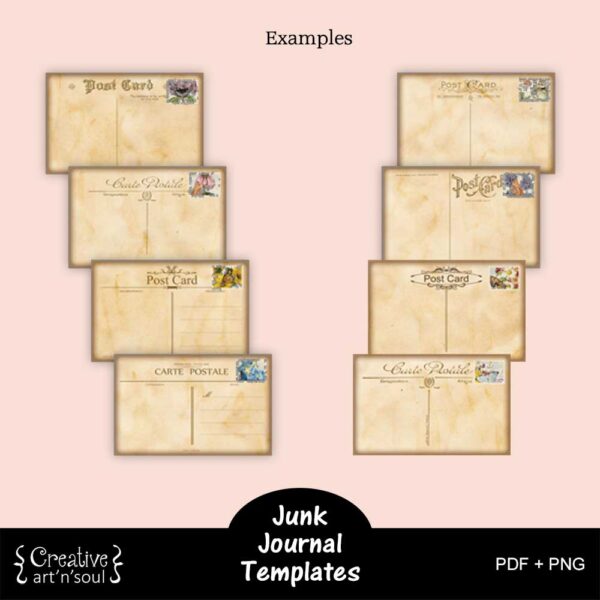 Printable Junk Journal Postcard Templates