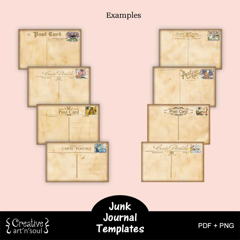 Printable Junk Journal Templates, Mini Vintage Postcards - Creative ArtnSoul