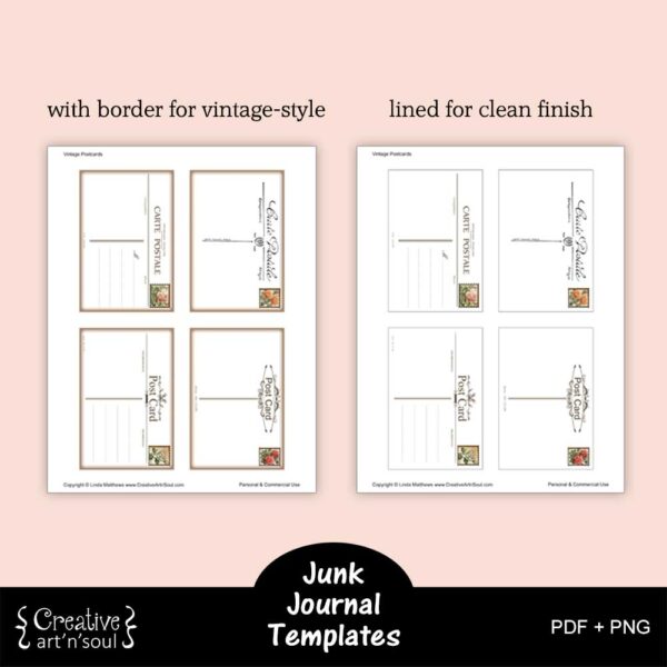 Printable Junk Journal Postcard Templates