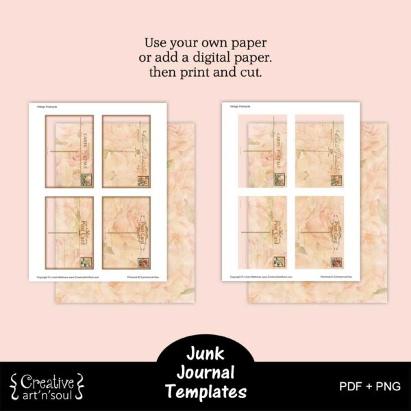 Printable Junk Journal Postcard Templates