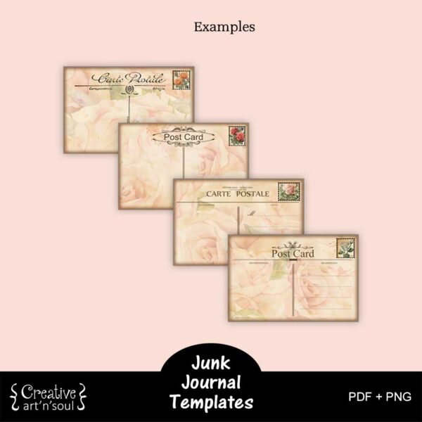 Printable Junk Journal Postcard Templates