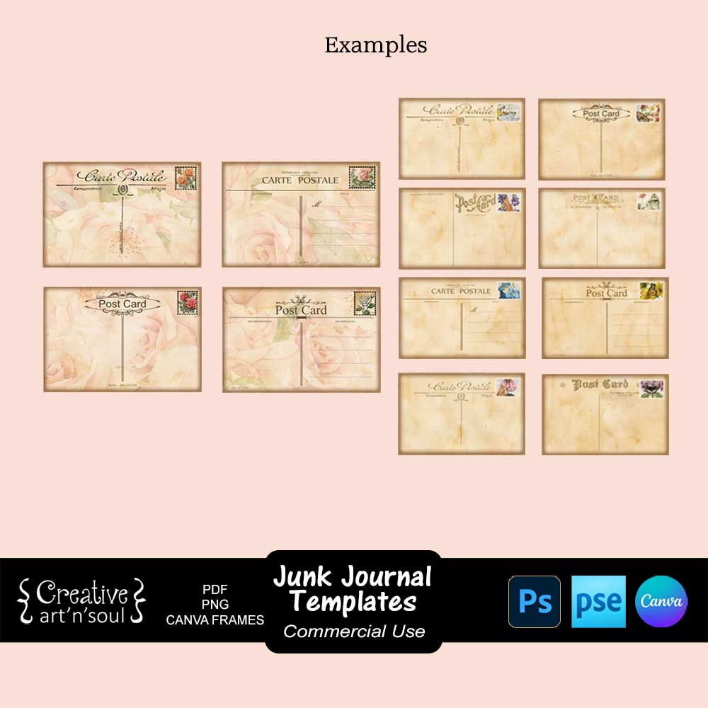 Printable Junk Journal Templates, Vintage Postcards Printable Junk Journal Templates, Vintage Postcards