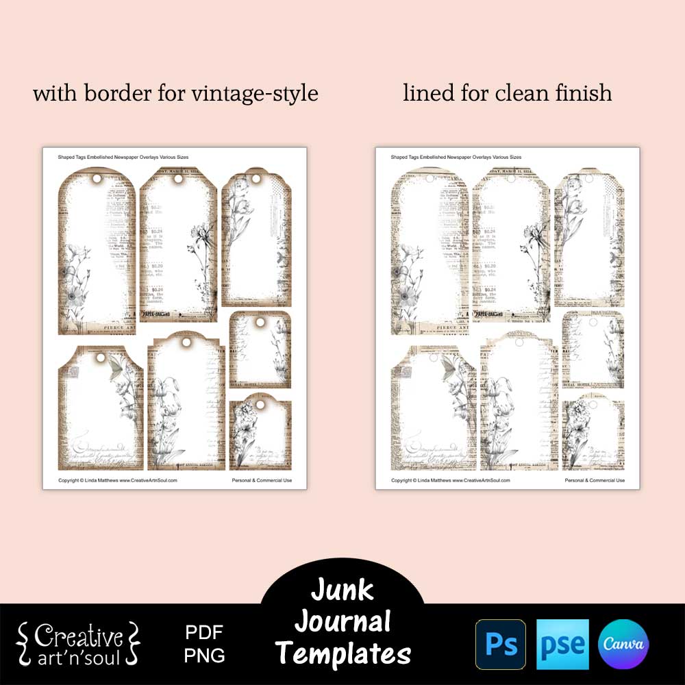 Printable Junk Journal Tag Templates Printable Junk Journal Tag Templates
