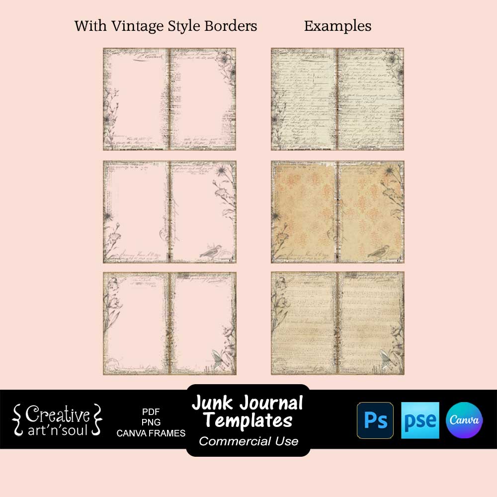 Printable Junk Journal Page Templates Printable Junk Journal Page Templates