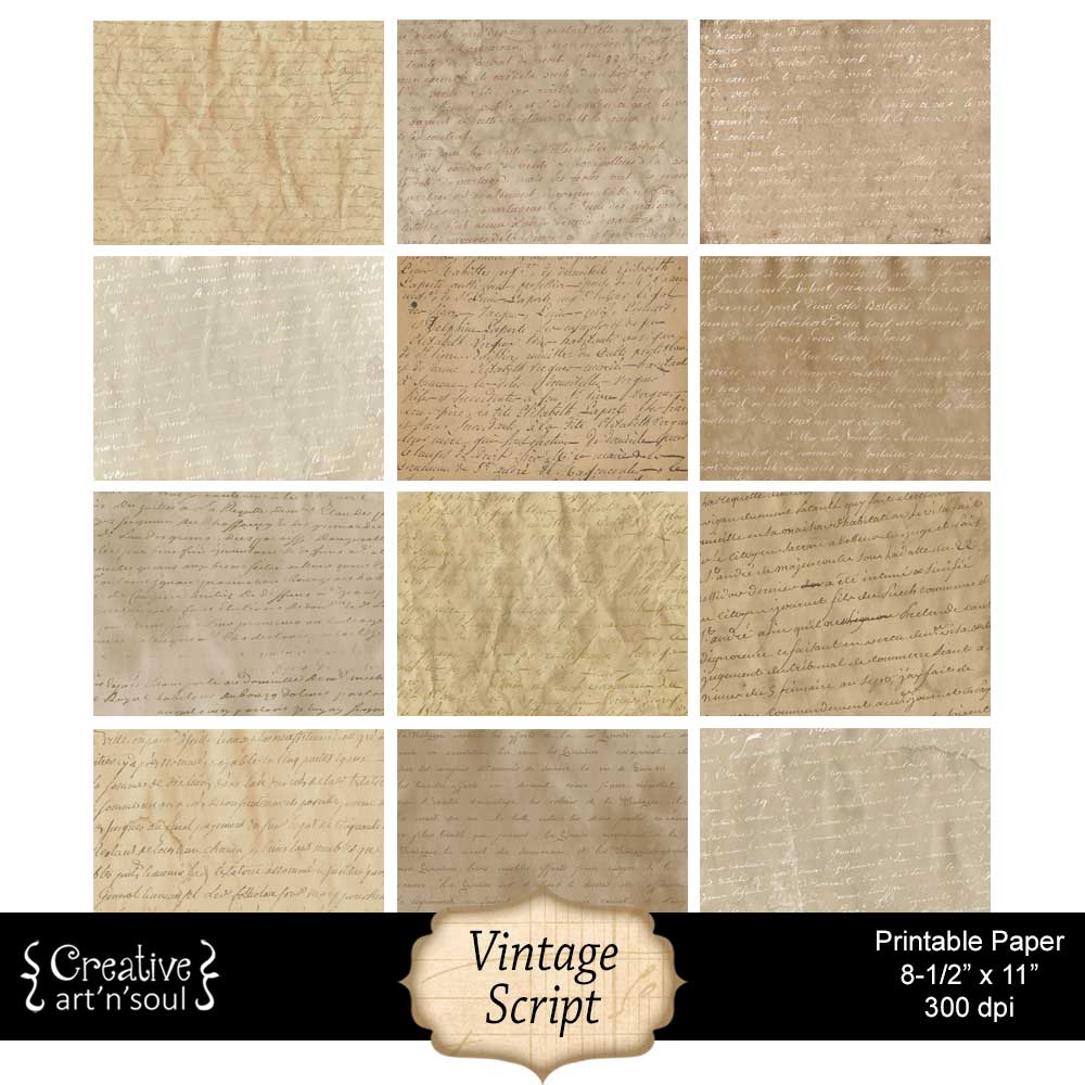 Printable Vintage Script Paper Printable Vintage Script Paper
