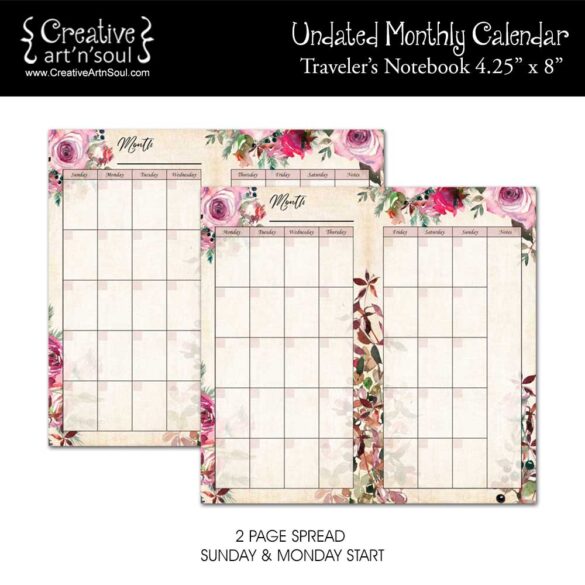 Rambling Rose Printable Traveler's Notebook Planner - Creative ArtnSoul