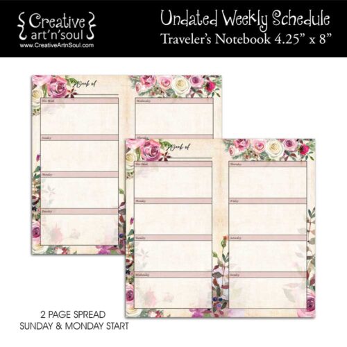 Rambling Rose Printable Traveler's Notebook Planner - Creative ArtnSoul
