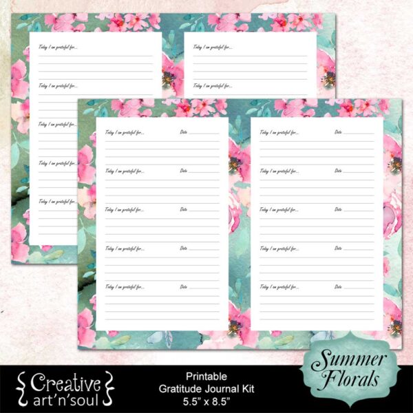 Summer Florals Printable Gratitude Journal