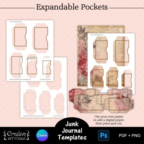 Printable Junk Journal Pocket Templates