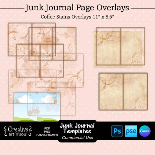 Junk Journal Page Templates Coffee Stains