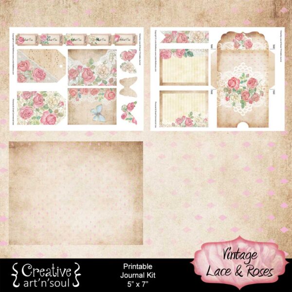 Vintage Lace & Roses Printable Junk Journal