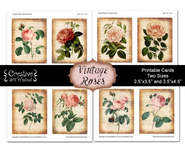 Vintage Roses Printable Cards