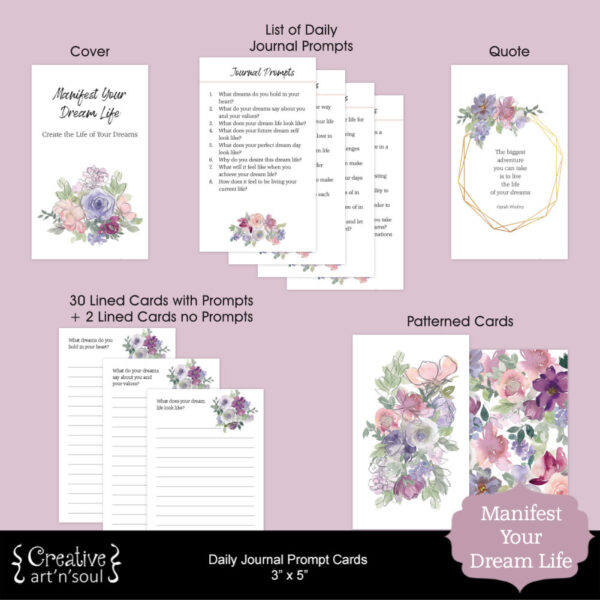 Printable Daily Journal Prompt Cards, Manifest Your Dream Life