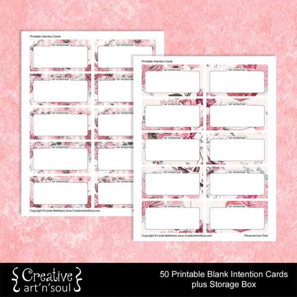 Printable Intention Cards - Pink Flowers